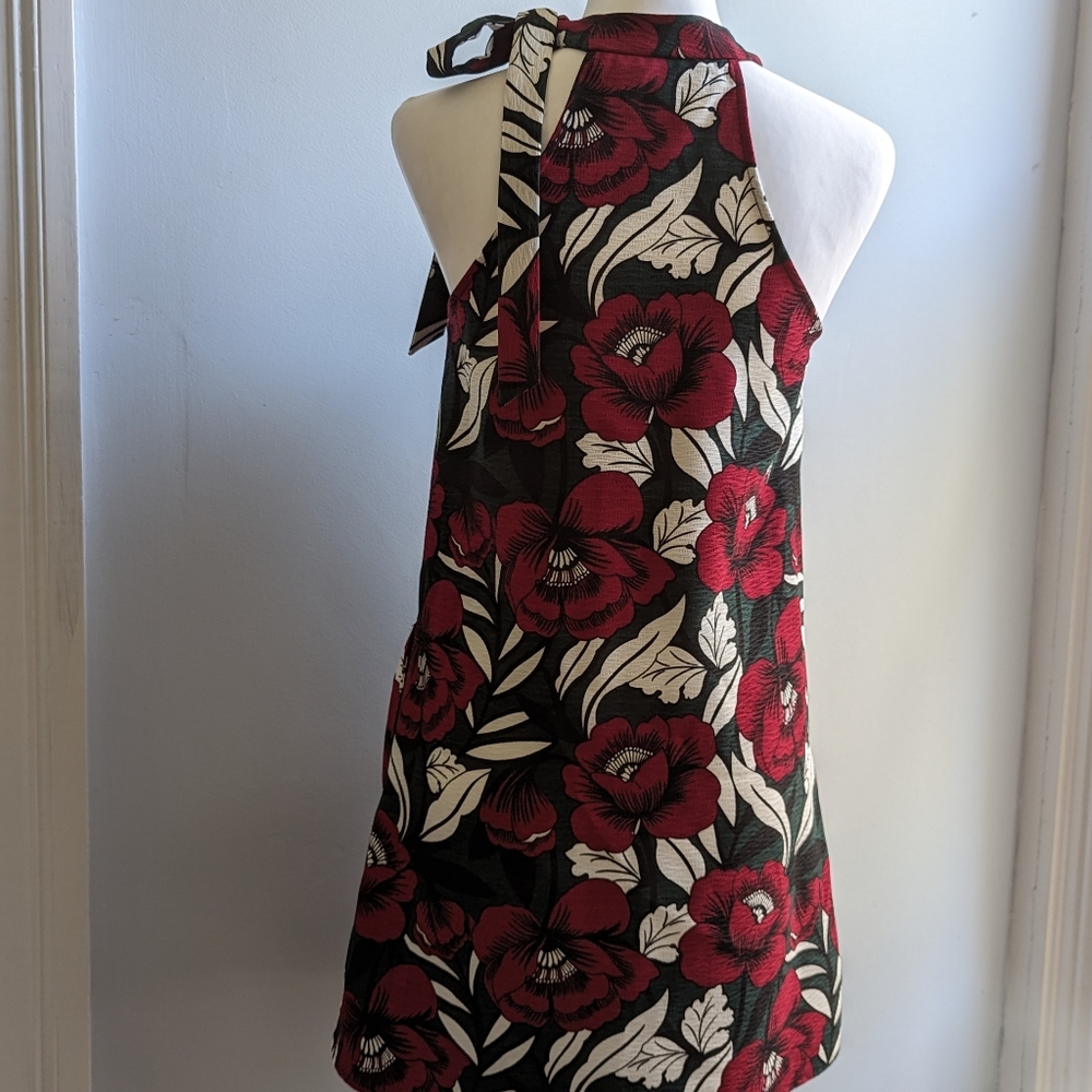 EUC...Lulu's Wild Orchid Red Floral Print Dress Size M - Picture 3 of 7